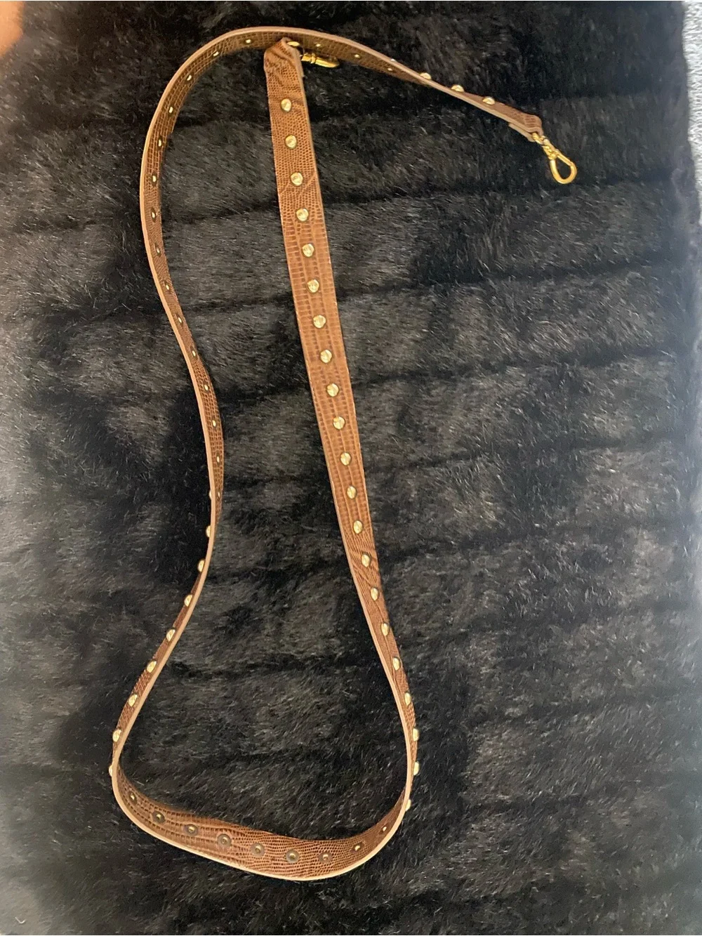 Studded Brown Leather Strap for Women - Adjustable Crossbody Replacement